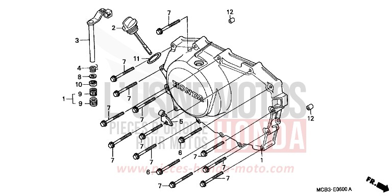 RIGHT CRANKCASE COVER for Transalp 650 SHIELD SILVER METALLIC (NH480) from 2001